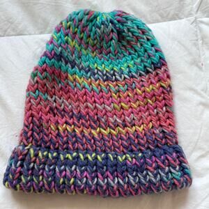 Multi colored knit beanie handmade